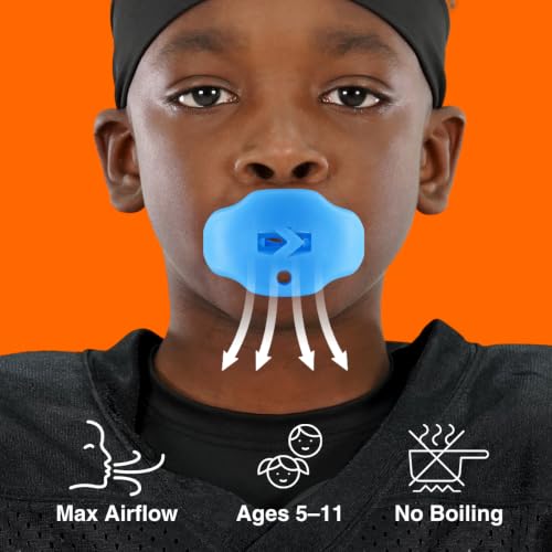 SLEEFS Kids Football Mouthguard with Strap for Teeth and Impact Protection - color: Sky Blue, size: Kids