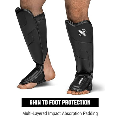 Hayabusa T3 Full-Back Shin Guards - color: Black, size: Small