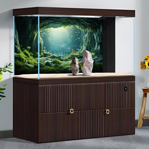 Underwater Aquarium Background Undersea Cave Large Rocks Fish Tank Background Aquatic Plant Lush Green Moss Terrarium Backgrounds Ocean Seabed Caves Landscape Reptile Tank Backgrounds 36x18in - size: 36(W)x18(H)inches/ 90(W)*45cm(H)