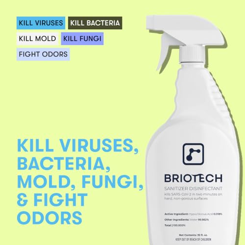 BRIOTECH Sanitizer Disinfectant Hypochlorous, Nursery, 1 Gallon Refill | Kill 99.99% of viruses, bacteria, control mold, eliminate odor, gentle for nursery, play rooms, food contact surfaces - size: 128 Fl Oz (Pack of 1)