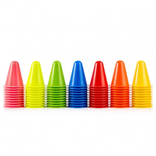 Mini Agility Cones, 3-Inch, 70-Pack, 7 Colors, Sports Training