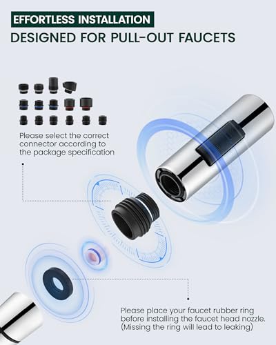 Metal Kitchen Faucet Head Replacement, 2-Mode Pull Down Kitchen Faucet Spray Head with 15 Adapters, High Pressure Sink Sprayer Nozzle Stainless Steel, Chrome - color: Chrome