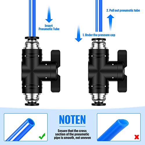 5 Pcs 1/4" x 1/4" OD Push to Connect Pneumatic Ball Valve PVC Air Flow Control Valve Quick Connect Tube Fittings Air Line Hose Fittings - size: 1/4" x 1/4" OD