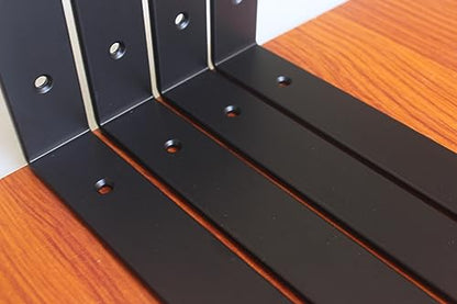4 Pack - L 12" x H 8" x W1.5, 5mm Thick Black L Shelf Bracket, Iron Shelf Brackets, Metal Shelf Brackets, Floating Shelf, Shelf Supports with Screws - size: 12''x8'', style: Black 4 Pack