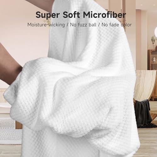 Umisleep Extra Large Microfiber Hair Towel, Ultra Absorbent, White - color: White