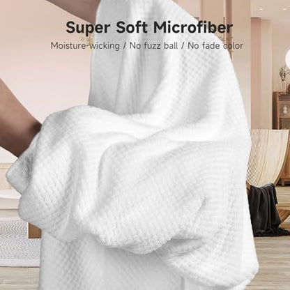 Umisleep Extra Large Microfiber Hair Towel, Ultra Absorbent, White - color: White