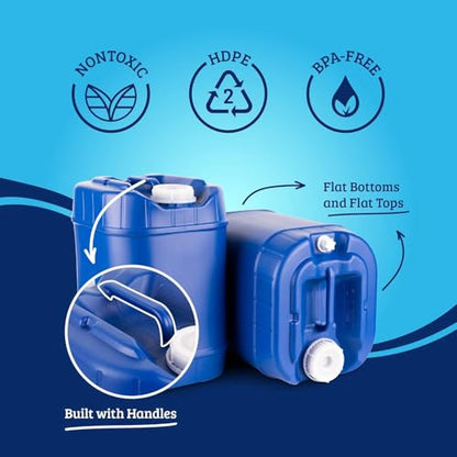 5-Gallon Stackable Water Storage Containers, Emergency Water Storage for Camping and Disaster Preparedness, 20 Gallons - style: 20 Gallon Kit (4 Containers)