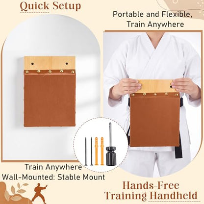 Novabright Clapper Makiwara 12x 8.7 Inch Makiwara Board Strike Pad Portable Wall Mount Handheld Punching Martial Arts Karate Taekwondo Training Equipment for Home Gym Garage Dorm