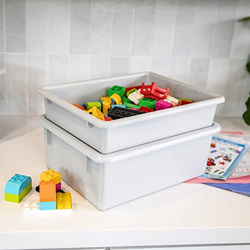 ECR4Kids Letter Size Plastic Tray Organizer with Lids, Small, Storage Bins, Contemporary, 10-Piece