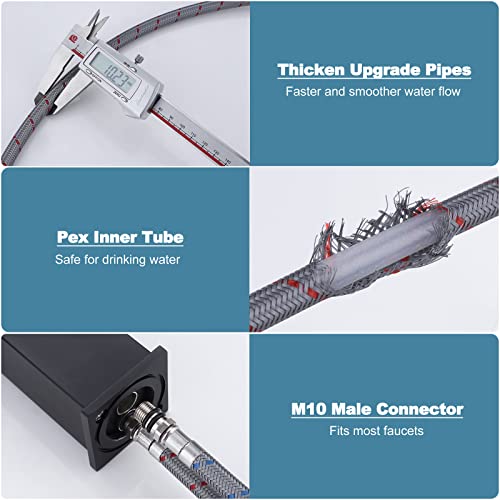 ARCORA 20" Bathroom Faucet Hose, Braided Nylon cUPC Supply Lines 3/8" Female Compression × M10 Male Connector(1 Pair)