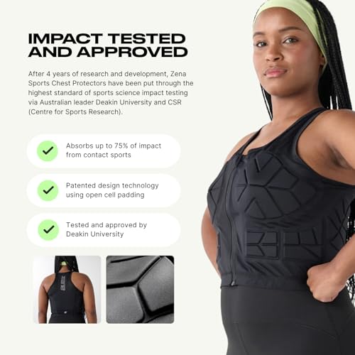 Zena Sport - Adult Chest Protector Vest for Women - Front Zip Padded Compression Vest - for Contact Sports, Lacrosse, & More - size: Small