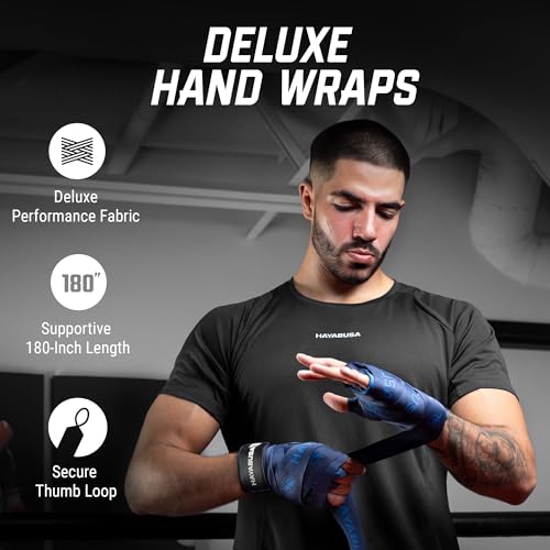 Hayabusa Deluxe Boxing Hand Wraps - 180in - color: Blue, size: 180"
