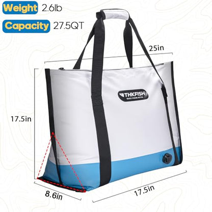 THKFISH Insulated Fish Cooler Bag, Fish Kill Bag for Caught Fish, 40x16in 25x17.5in Portable Waterproof Insulated Fish Bag Keeps Ice for 24 Hours - color: BLUE-25x17.5x8.6"