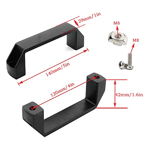2pcs Pull Handles Black Plastic,for Luggage Mechanical Equipment, with M8x25 Mounting Screws and Nuts,Hole Centers 120mm/4Inch