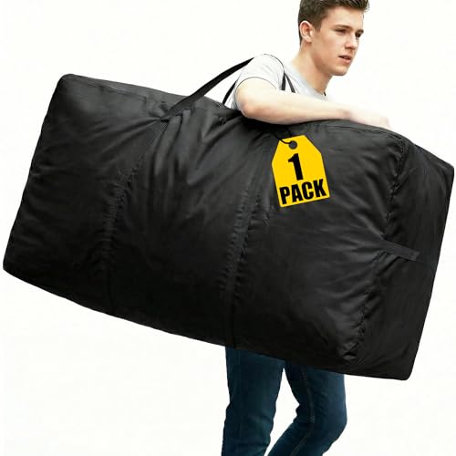 66 Gallon Extra Large Storage Bags, XXL Moving Bags with Zippers & Side Handles, Jumbo Big Storage Totes for Moving & Space-Saving Organization (Black, 66 Gallon, 1 Pack)