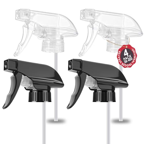 4 Pcs Spray Nozzle for Bottles - Black & Clear Spray Bottle Tops Replacement Trigger Sprayer, Durable Plastic, Adjustable Length, 2 Spray Modes, Fits 8 Oz and 16 Oz Bottles for Home and Garden Use - color: Black & Clear, size: 4 Packs