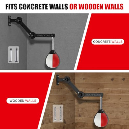 BaiYuan Wall Mount Speed Bag with Height Adjustable Bracket