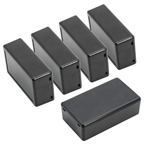 Project Box, 5 Pieces ABS Electrical Box Small Junction Box for Electronics PCB Case,Electronic Hobby Box Black, Outside Size 2.8 x 1.7 x 0.9 inch (72x 42x 23 mm) - size: 2.8" x 1.7" x 0.9"(5pc)