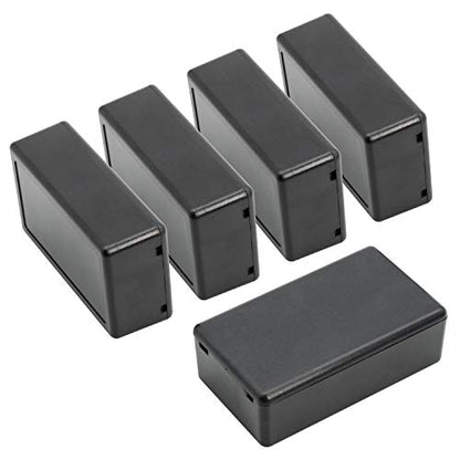 Project Box, 5 Pieces ABS Electrical Box Small Junction Box for Electronics PCB Case,Electronic Hobby Box Black, Outside Size 2.8 x 1.7 x 0.9 inch (72x 42x 23 mm) - size: 2.8" x 1.7" x 0.9"(5pc)