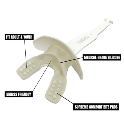 O Shield Striker Football Lip Guard with Permanent Strap - color: White
