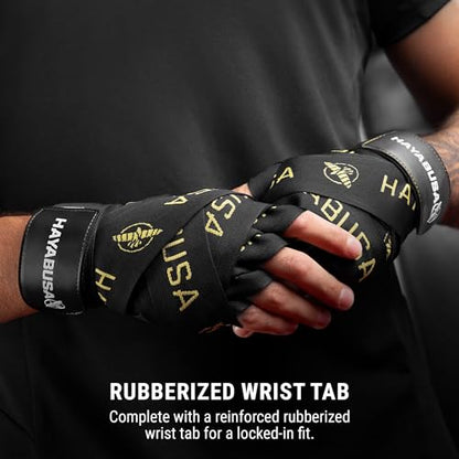 Hayabusa Deluxe Boxing Hand Wraps - 180in - color: Black/Gold, size: 180"