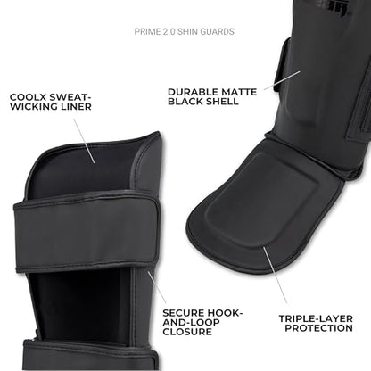 Tigear Prime 2.0 Shin Guards – MMA, Muay Thai & Kickboxing | Premium Triple-Layer Protection for Men, Women, Kids | Shock-Absorbing, Secure Fit & Breathable Design - size: Large-X-Large