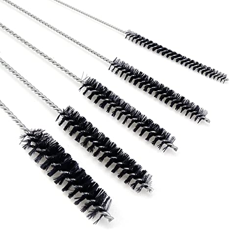Antrader 15Pcs 4 Inch Nylon Tube Brushes Set Straw Straw Brush Kit Carb Carburetor Cleaner Small Wire Brush Cleaning Brushes Clean Tools Black