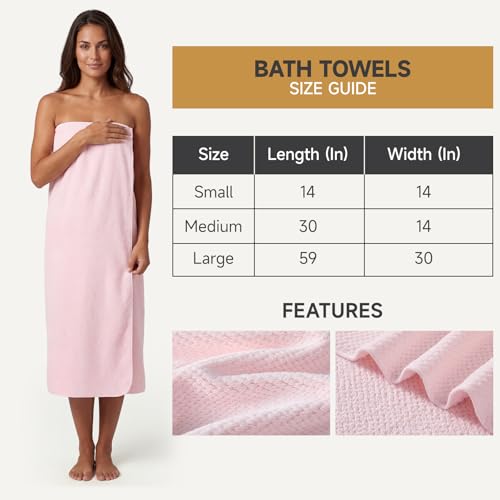 REDKISS 6 Piece Pink Towel Set, 2 XL Bath, 2 Hand Towels, 4 Washcloths - color: Light Pink