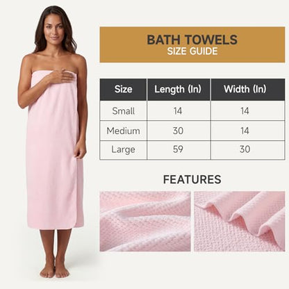 REDKISS 6 Piece Pink Towel Set, 2 XL Bath, 2 Hand Towels, 4 Washcloths - color: Light Pink