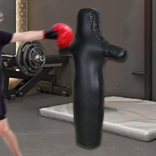MMA Grappling Dummy Bag Unfilled Wrestling Training Dummy for Adults Beginners Kick Boxing Practice PU Leather 160cm/165cm/170cm- 165cm