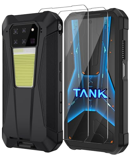 8849 Tank 3 Pro Phone Case, Anti-Slip Soft Silicone Protective Case Cover Black, Shockproof Durable TPU Phone Cover for Tank 3 Pro(with 2-Pack Screen Protector)