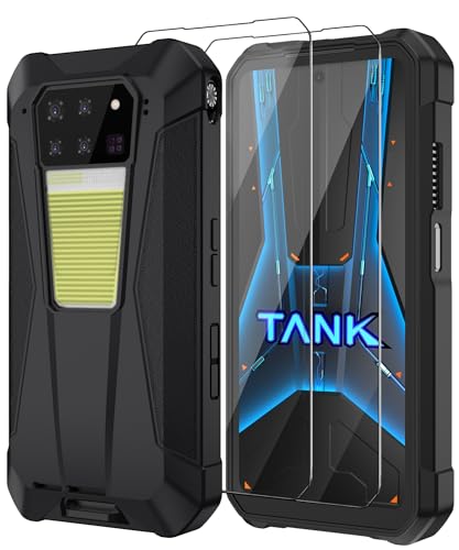 8849 Tank 3 Pro Phone Case, Anti-Slip Soft Silicone Protective Case Cover Black, Shockproof Durable TPU Phone Cover for Tank 3 Pro(with 2-Pack Screen Protector)