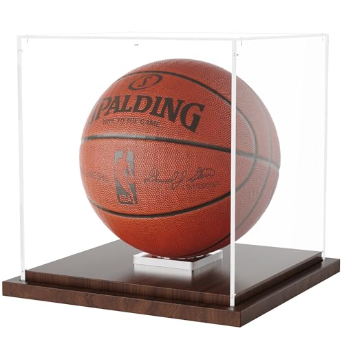 VGMiu Basketball Display Case with Wood Base Clear Acrylic Basketball Case - size: Basketball Case