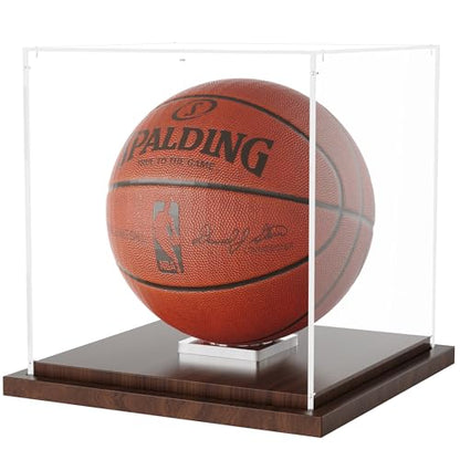 VGMiu Basketball Display Case with Wood Base Clear Acrylic Basketball Case - size: Basketball Case