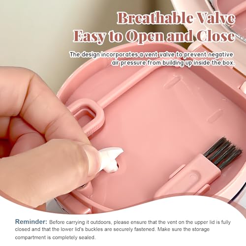 2-in-1 Denture Cleaning Case, No-Leak Soaking Cup, Portable Storage (Red) - color: Red