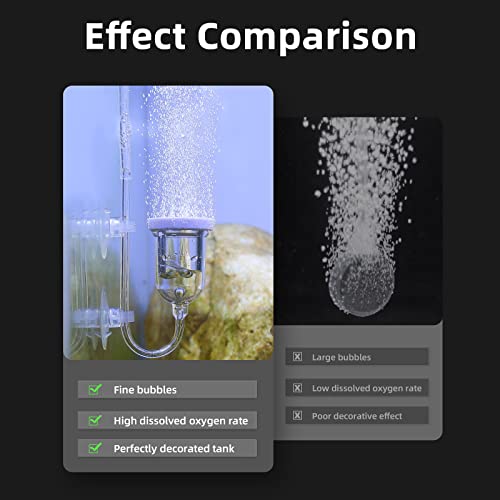 Aquarium Air Stone, Fish Tank Bubble Diffuser High Dissolved Oxygen Airstones for Air Pump Accessoriess with 1 Check Valve, 2 Suction Cup for Aquarium Pond Hydroponic - size: 1 inch
