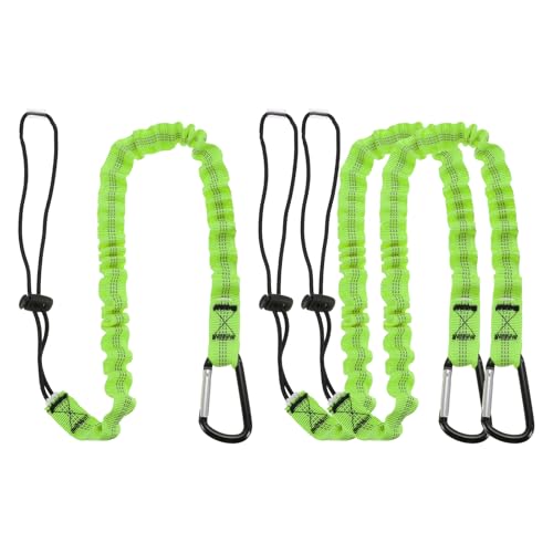 MECCANIXITY Retractable Tool Lanyard 3ft with Single Aluminum Buckle and Adjustable Loop End, Maximum Weight Limit 10KG / 22lb, Safety Fall Protection Tools Leash, Green 3 Pack - color: Green, size: 3ft