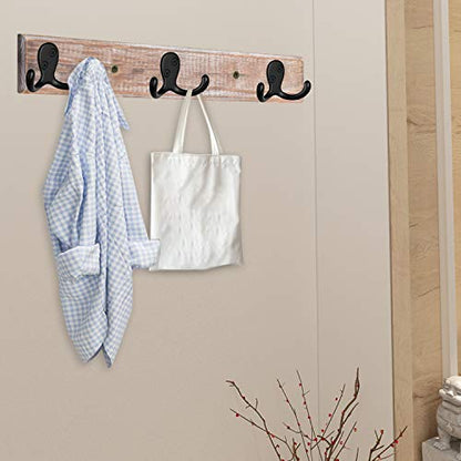 IBosins 8 Pack Black Double Prong Coat Hooks Wall Mounted with 16 Screws - color: 8 Pcs Black