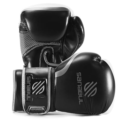 Sanabul Essential Gel Boxing Gloves for Men & Women, Kickboxing MMA, Muay Thai Gloves and Heavy Bag Training Punching & Sparring - color: Black/Metallic Silver, size: 10 oz