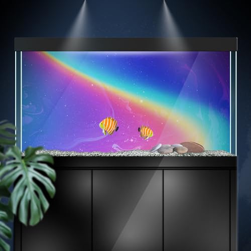 Aquarium Background Stickers - Colorful Rainbow Dreamy- Self-Adhesive Fish Tank Reptile Terrarium Decor Poster (45 x 30 cm / (17.7 x 11.8 inches))