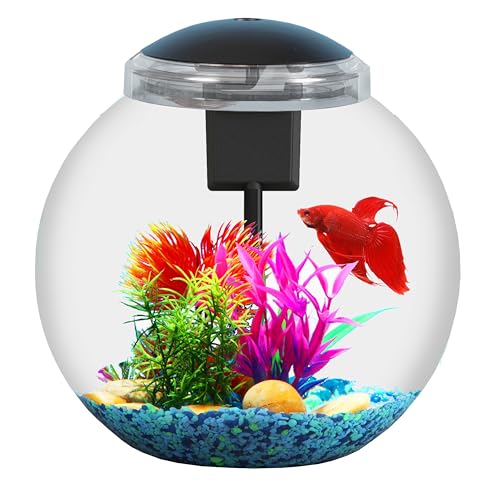 3-Gallon Aquarium Starter Kit, Ideal for Betta Fish and Other Tropical Fish, Includes Power Filter, LED Light, Hood, and Illustrated User Set Up Guide, Impact-Resistant Plastic