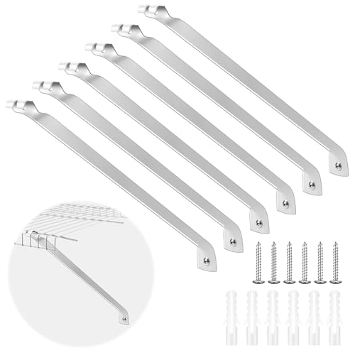 6 Pcs Support Brackets for 12in Wide Shelving Wire Wire Shelf Brackets Closet Rod Bracket Closet Support Bracket with Anchors and Pins for Installation Wires Shelving Supports Closets - size: 12 Inch