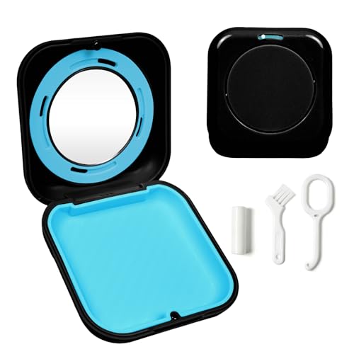 Retainer Case with Magnetic Closure & Vent Holes, Portable Aligner Case for Invisalign, Travel Retainer Holder (Square：Black)
