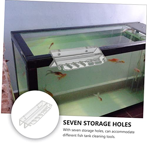 UKCOCO Acrylic Aquarium Tool Holder Water Plants Maintenance Organizer Rack for Aquatic Tools Storage Stand for Fish Tank Cleaning and Care
