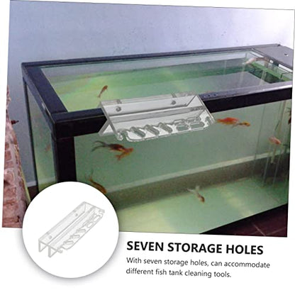 UKCOCO Acrylic Aquarium Tool Holder Water Plants Maintenance Organizer Rack for Aquatic Tools Storage Stand for Fish Tank Cleaning and Care