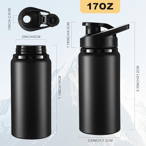Domensi Aluminum Water Bottle Bulk - color: Black, size: 17oz