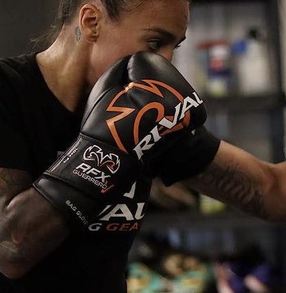 RIVAL Boxing RFX-Guerrero-V Bag Gloves, Multi-Layered Inner Foam Padding (HDEF), Premium Leather, Wrist Lock 2 System - color: Red/Black, size: 8 oz.