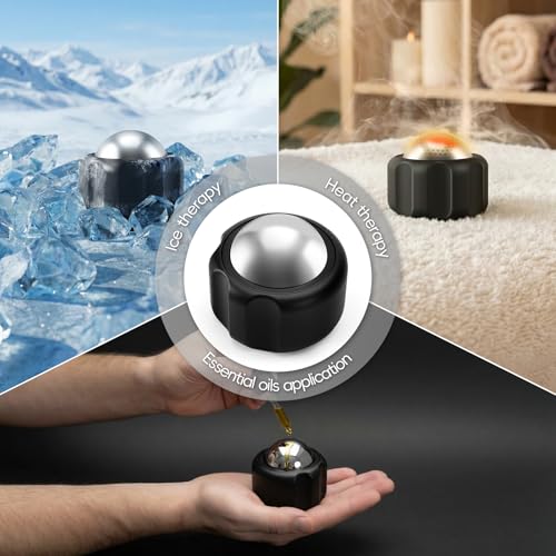 Cold Massage Roller Ball Ice Roller for Muscle Recovery-Black - color: Black
