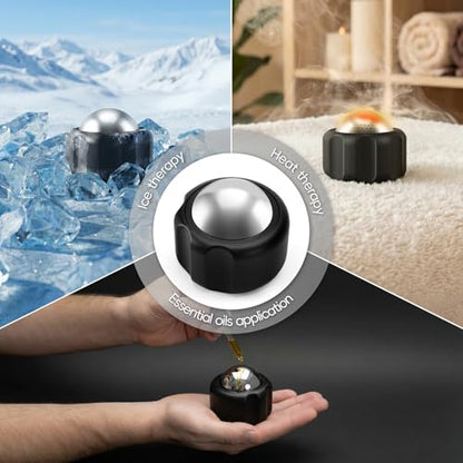 Cold Massage Roller Ball Ice Roller for Muscle Recovery-Black - color: Black