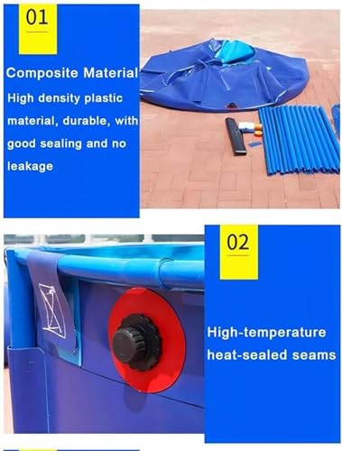 Folding PVC Fish Pond with Drain Valve - Durable Canvas Water Storage Tank for Koi, Goldfish & Saltwater Fish - Portable Outdoor Aquarium Pool - size: 1.2X1m